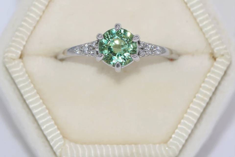 1 ct Green Sapphire Ring