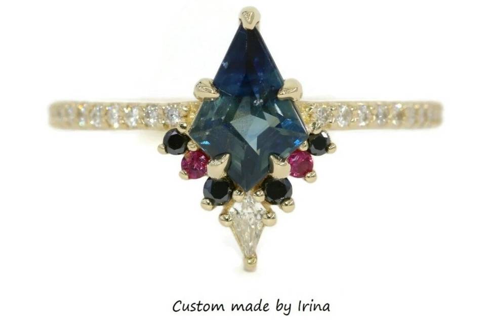 1 ct Kite Parti Sapphire Ring
