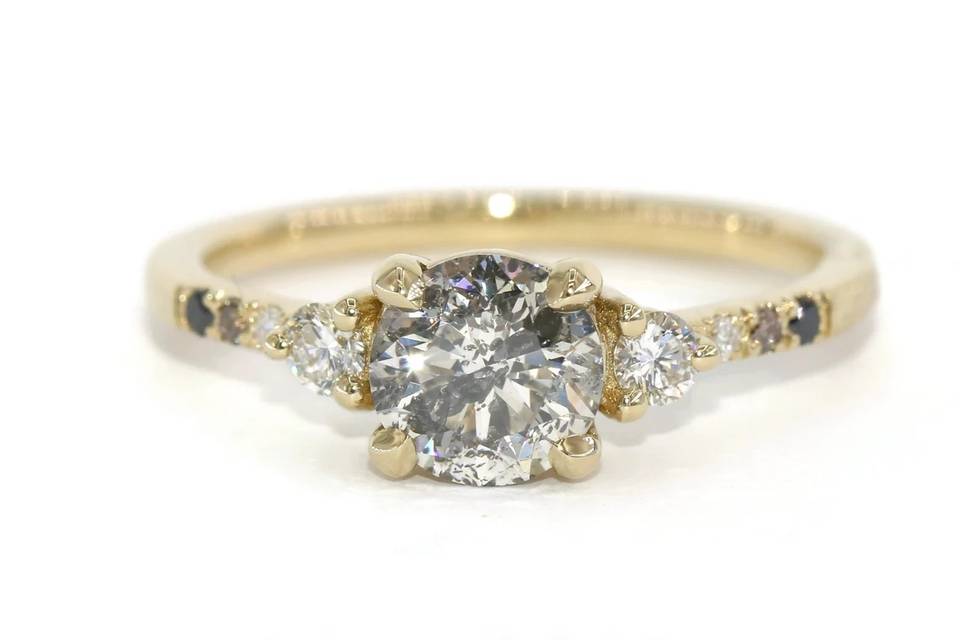 1 ct Salt Pepper Diamond Ring