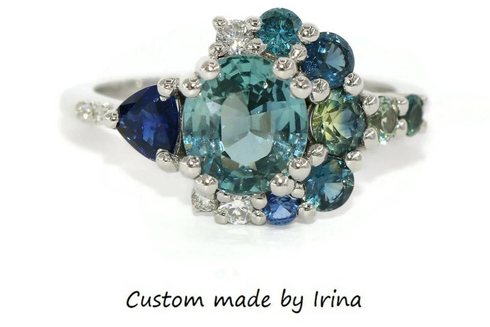 2 ct GIA Ombre Cluster Ring