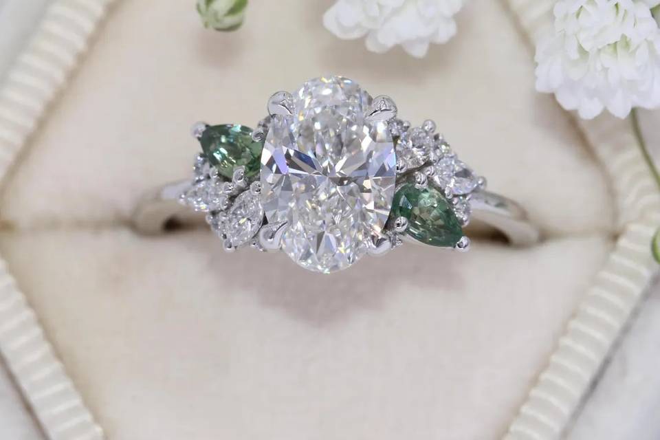 2 ct IGI Cluster Leaf Ring