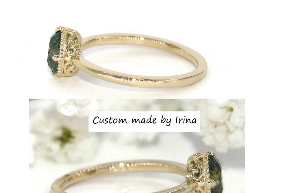 1 ct Oval Teal Sapphire Ring