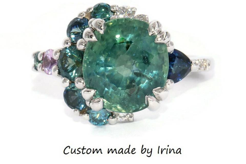 Ombré Teal Blue Green Ring