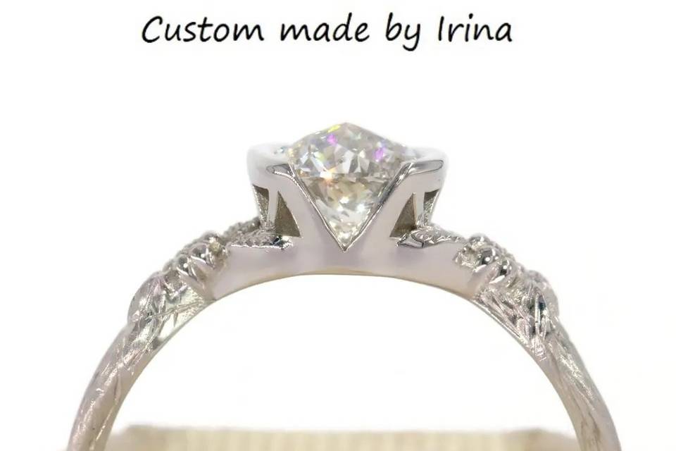 V Half Bezel Rustic Ring