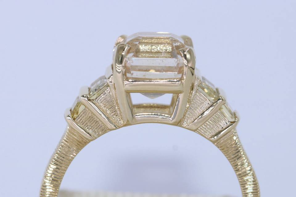Etched Lines Engraved Ring