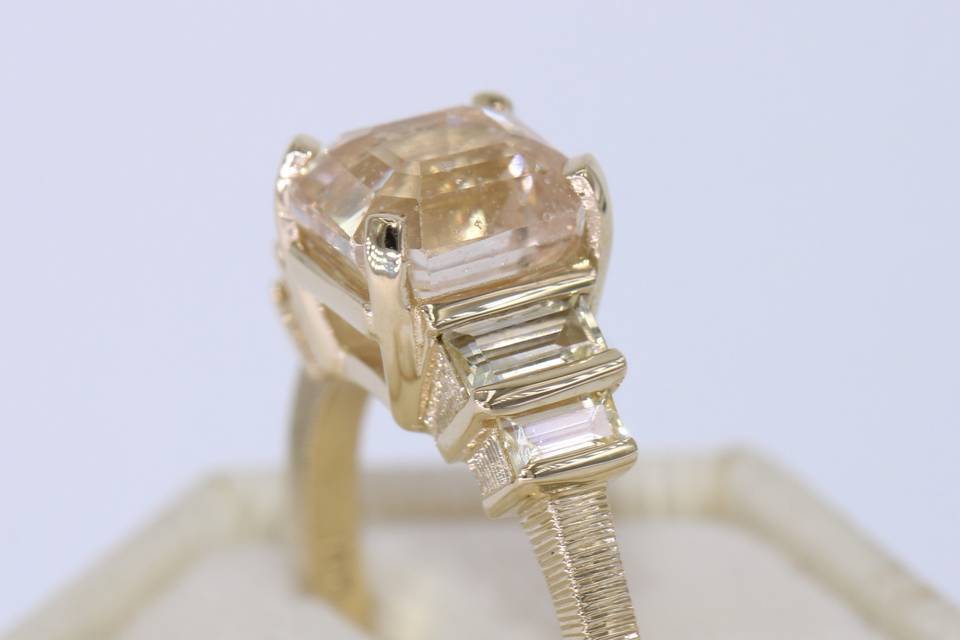 Hand Engraved Sapphire Ring