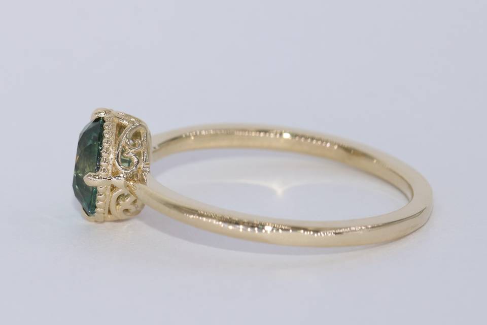 Leaf Filigree Engagement Ring