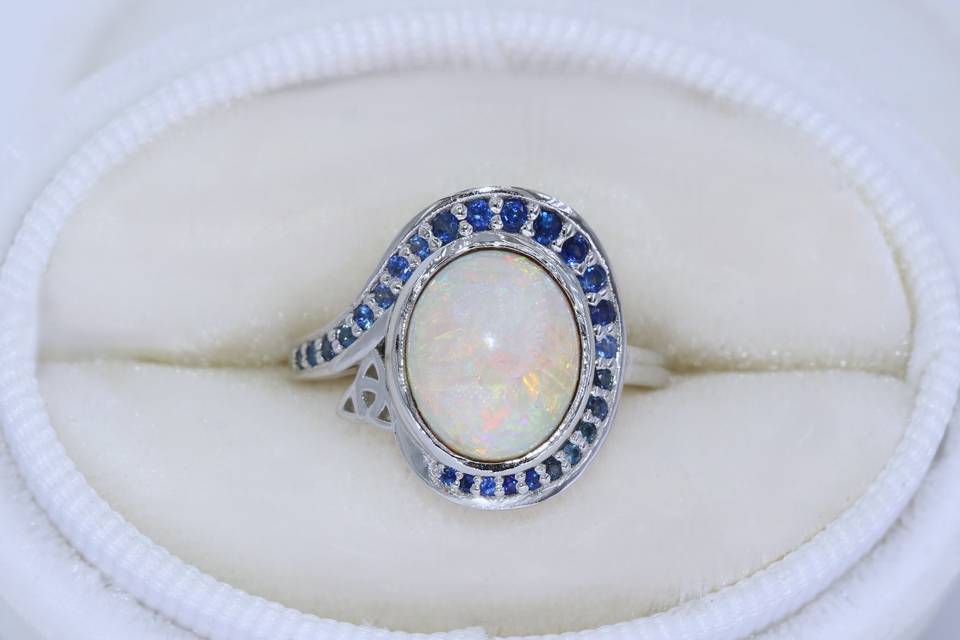 Opal + Sapphires Ring
