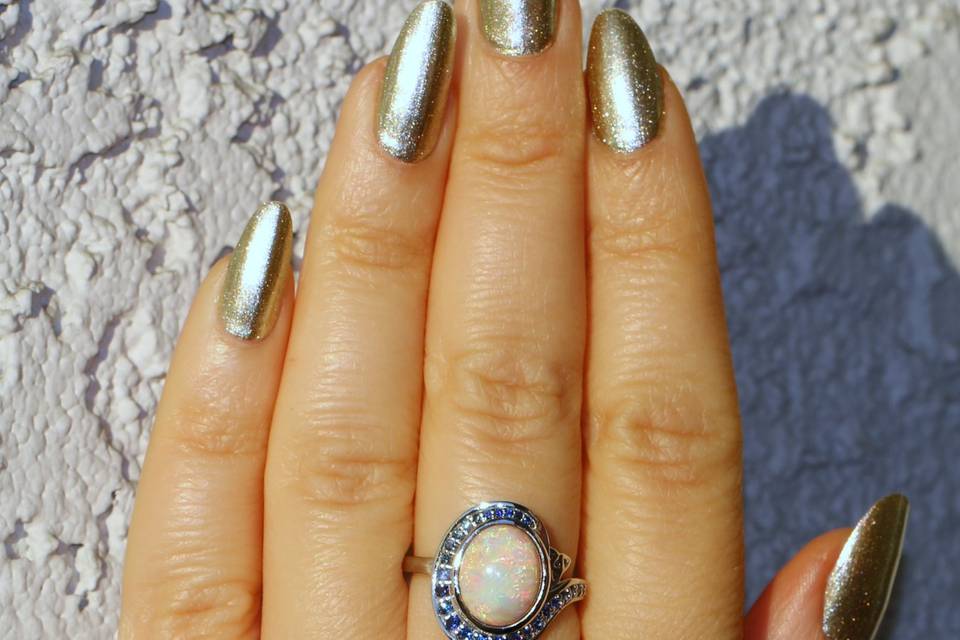 Oval Opal and Sapphire Ring