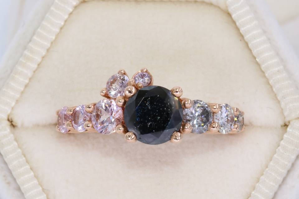 1 ct Black Diamond Ombre Ring