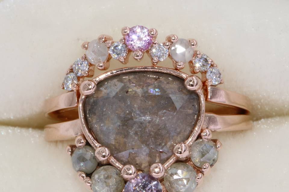 Rustic Diamond Ombre Rings