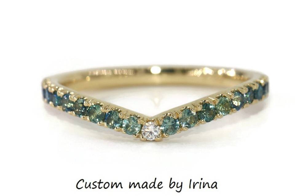 Ombre Blue Green Sapphire Ring