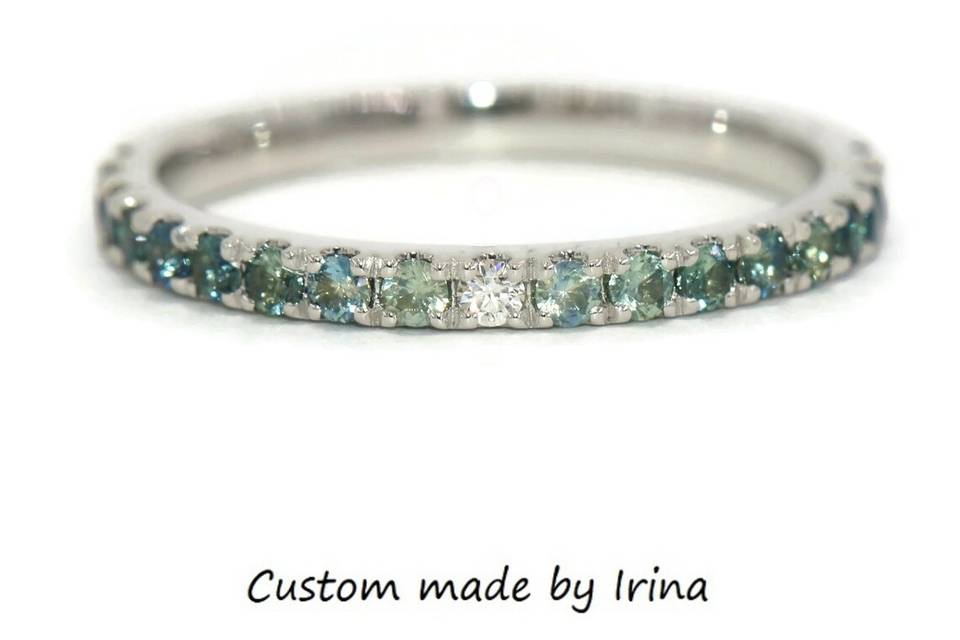 Ombre Blue Green Sapphire Band
