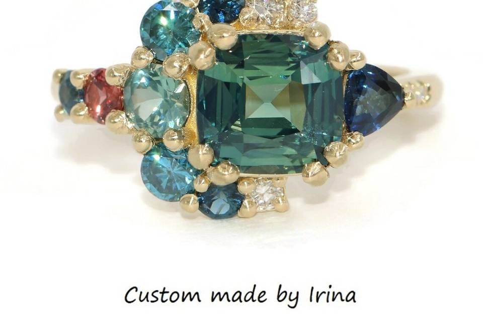 Ombré Cluster Engagement Ring