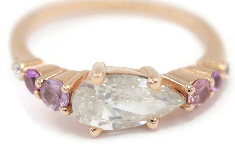 Pear diamond cluster ring