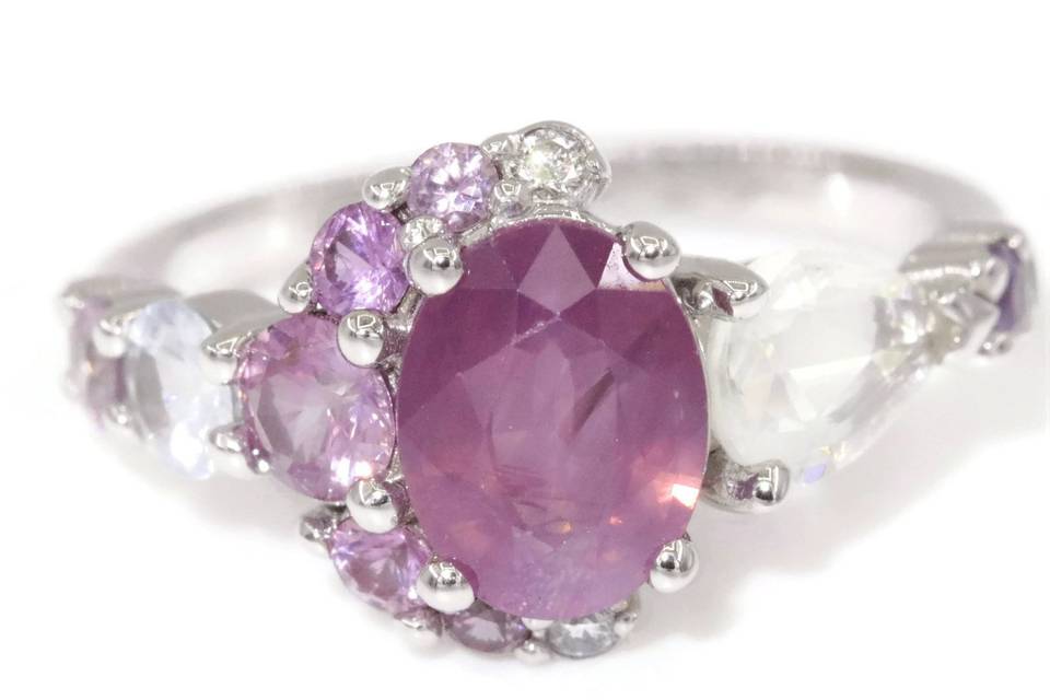 Blush pink oval sapphire ring