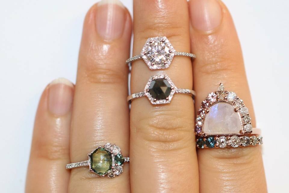 Engagement Cluster Rings Set