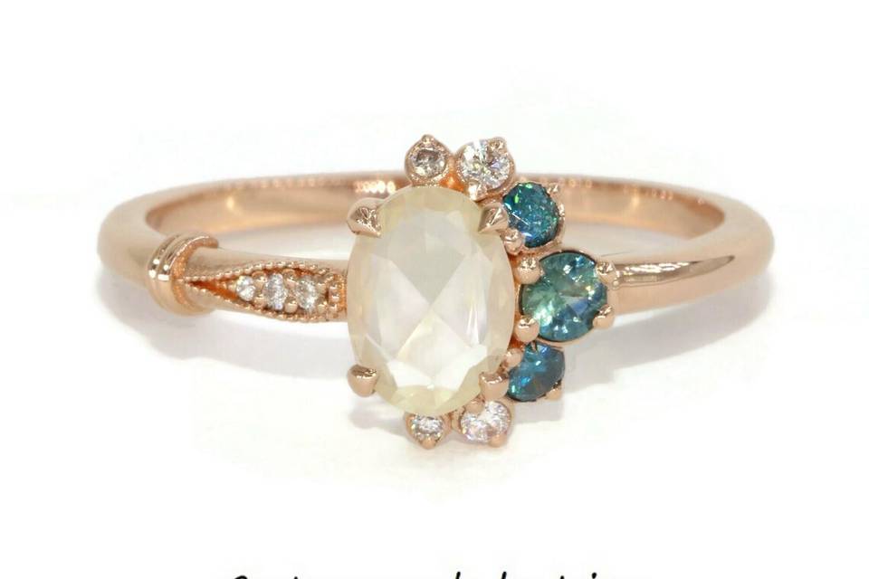 Oval Cluster Ombre Ring