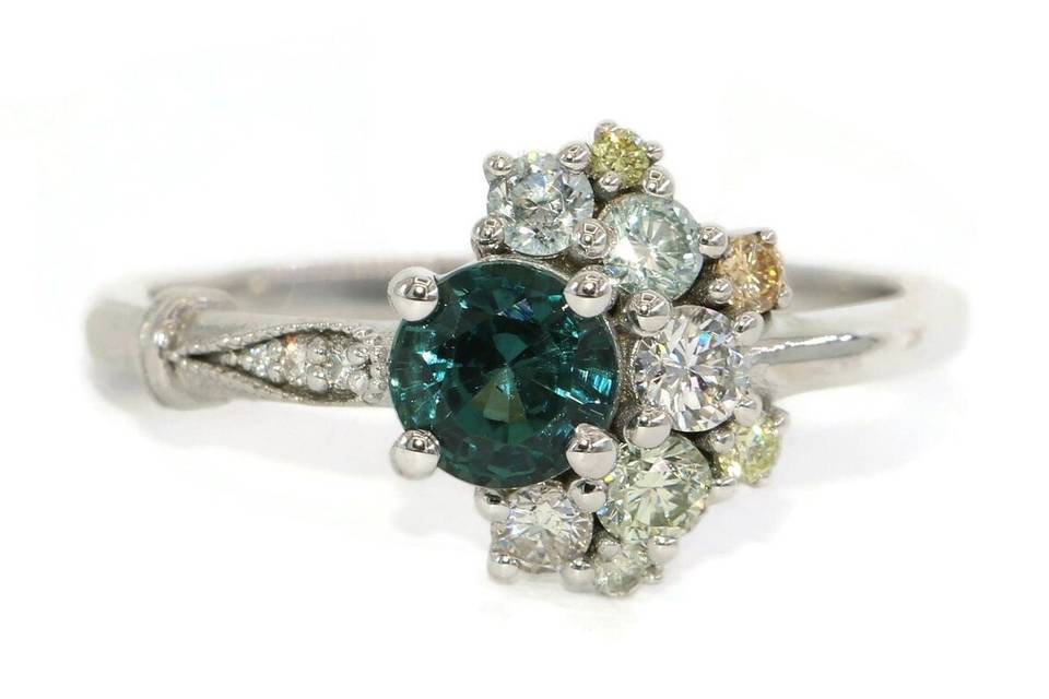 Teal Sapphire Ombre Ring