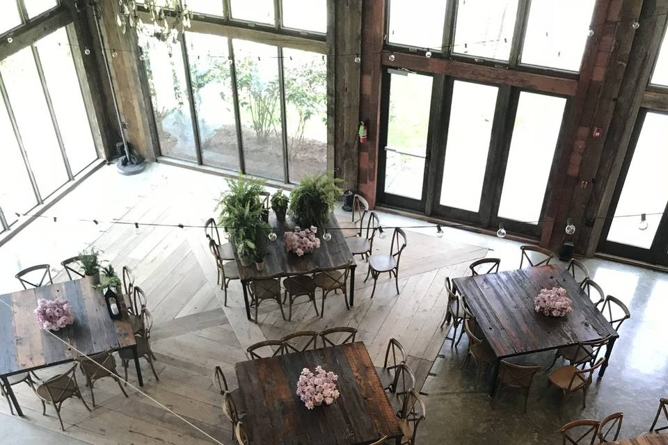 Pin spot on rustic tables