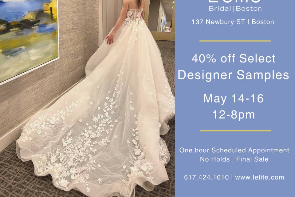 Bridal Sample Sale May 14-16