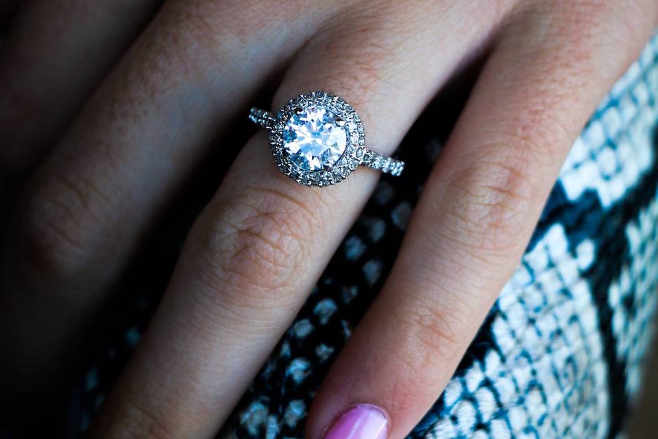Classic halo engagement ring