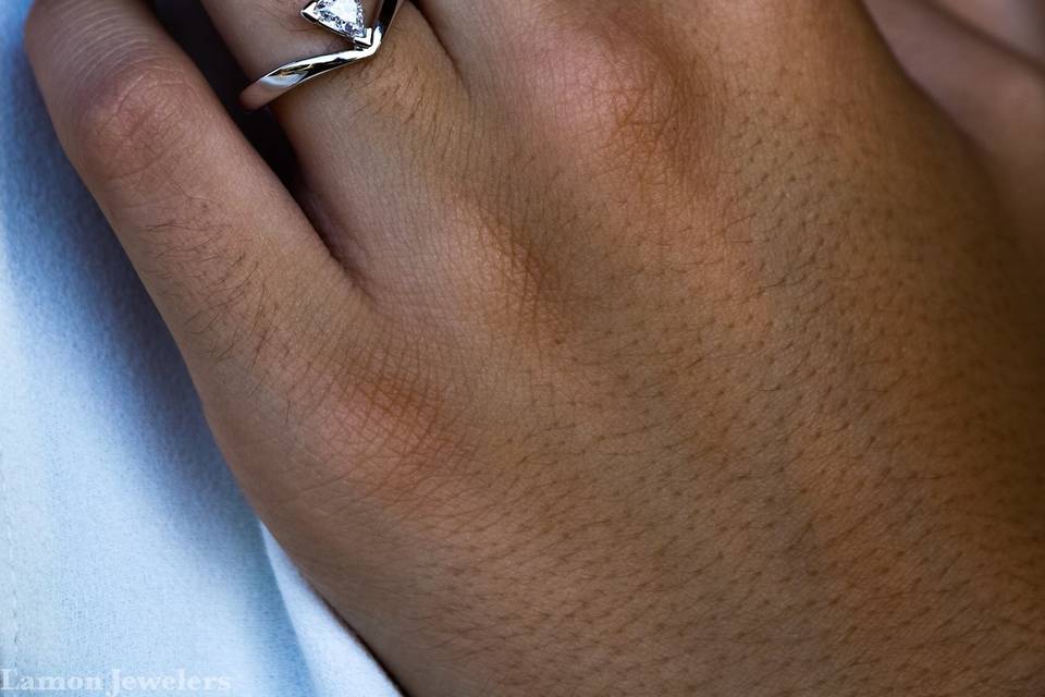 Trillion cut diamond ring