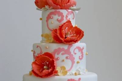 Peony wedding cake. Guava, pink and white