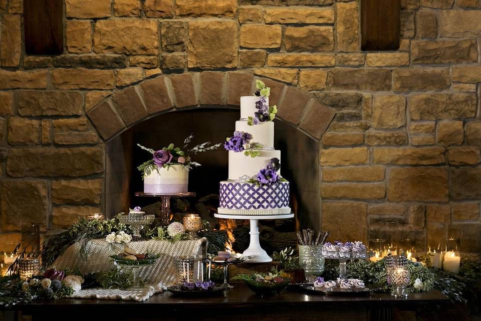 Purple and white cake