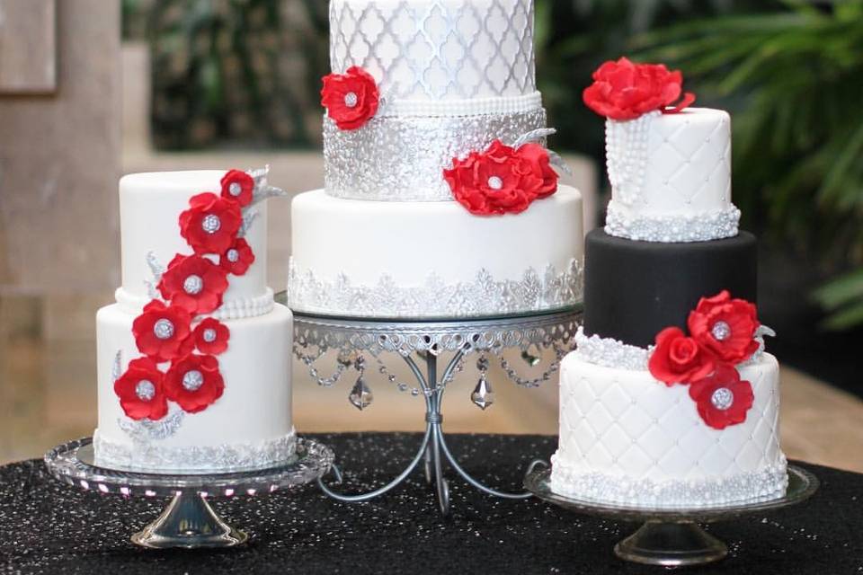 Red and white cake