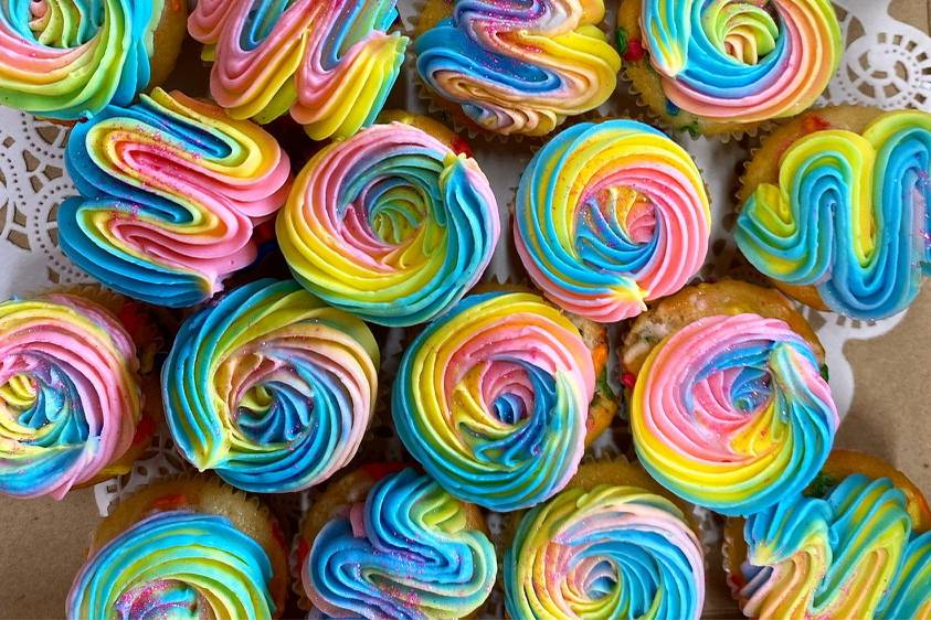 Fun rainbow cupcakes
