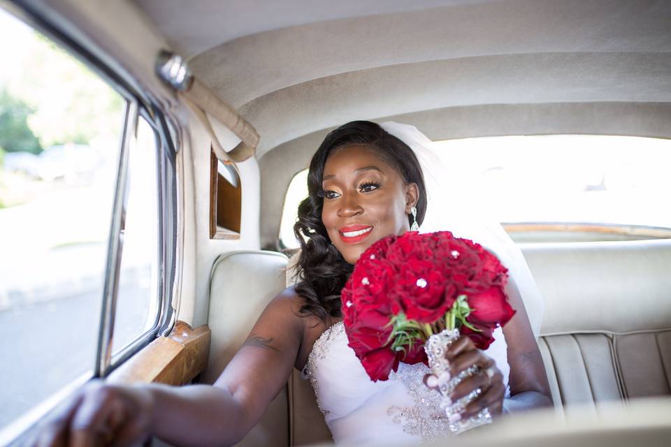 Bride in the car