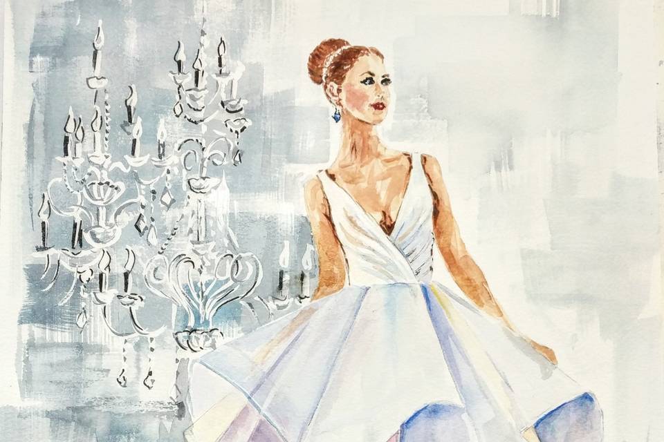 Dress in watercolor 10x14