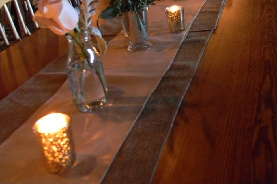 Table setup with centerpiece