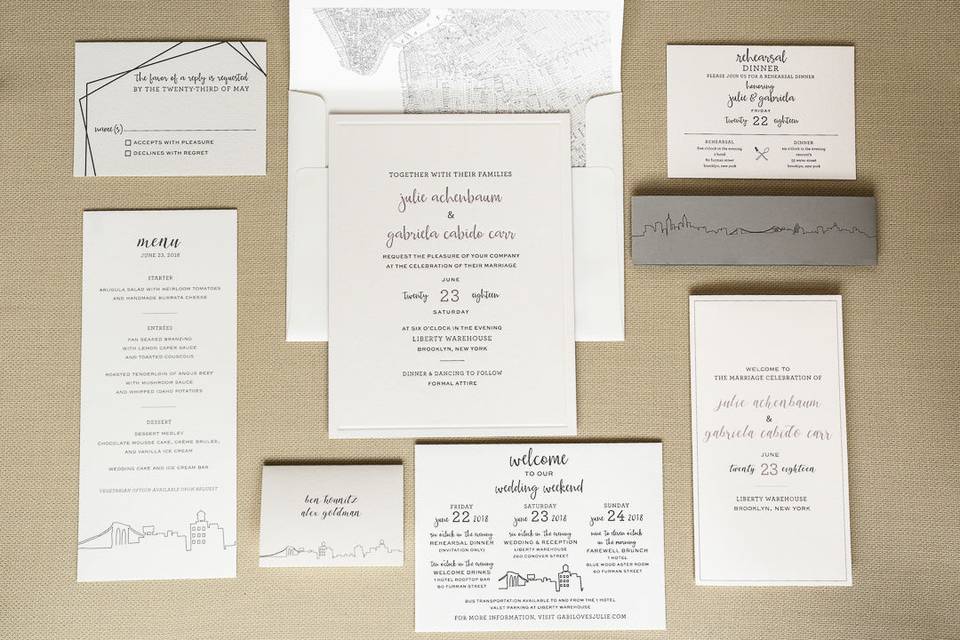 The yellow wedding invitaitons