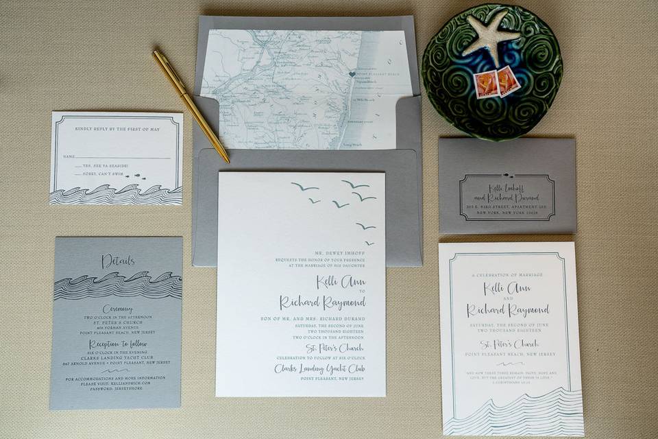 Navy blue wedding invitations