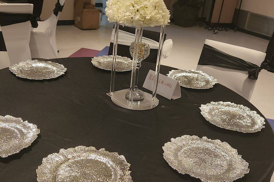 Black and silver tablescape