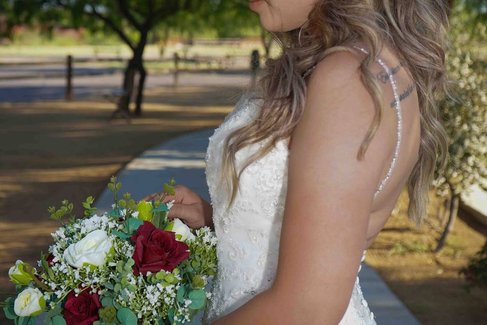 Contemplating my bouquet