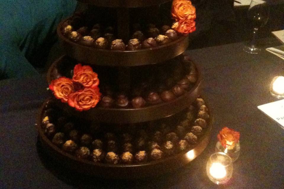 Truffle tower with roses