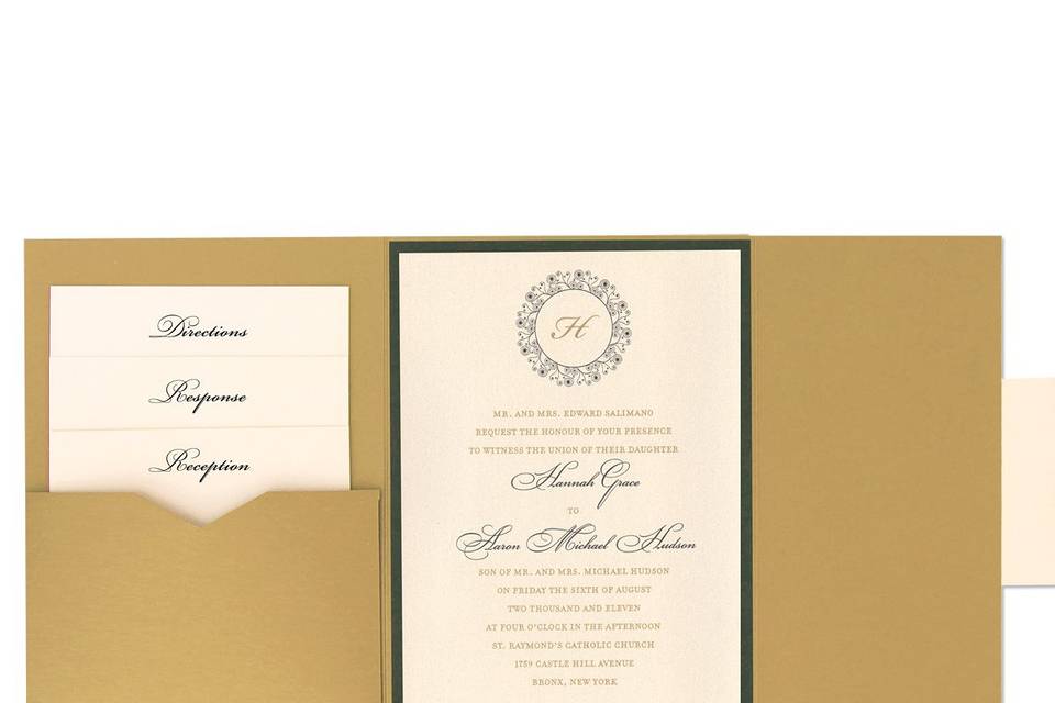 Give a nod to the past with this elegant, traditional design. Our stunning Victoria Wedding Invitations tap into the classically elegant Victorian style, which is a major trend today. If you are looking for something a little fashion-forward, yet totally refined, These Victoria Wedding Invitations could be your perfect match. Victoria Wedding Invitations are part of MyGatsby's exclusive suite of discount wedding invitations, so you are free to customize them at no additional cost. Go ahead and play around with over 90 beautiful paper colors and 24 ink colors to create a stunning style combination that suits your own personal taste.