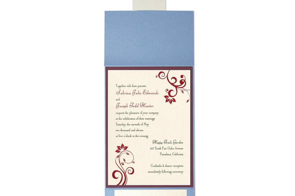 Hannah Folio Pocket Wedding Invitations are timeless, with an intricate emblem to embrace your monogram letter with classic style. Your entire invitation will be presented as a beautiful package, with all your enclosure cards stacked and tucked neatly in its own little pocket. Choose from more than 90 Paper Colors and 24 Ink Colors to create a totally original wedding invitation style unlike any other.