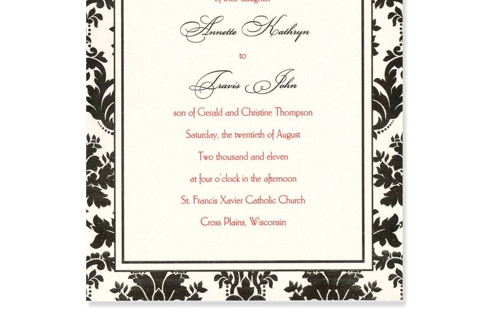 Affordable and chic! The Chelsea wedding invitation is designed in a classic shape 5-1/4