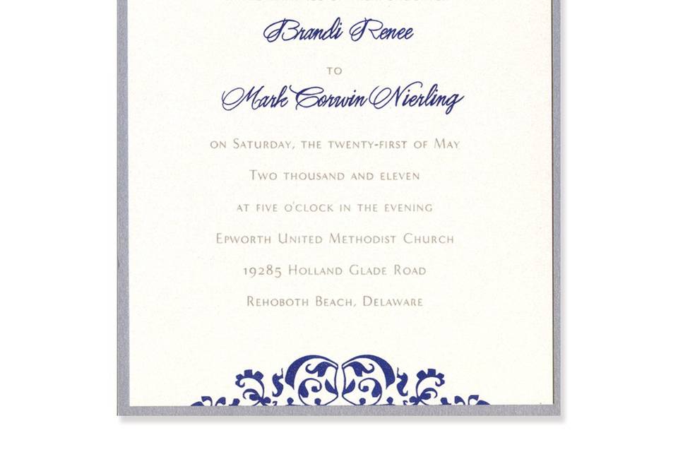 Bold, graphic, and completely gorgeous, our stunning Sabrina Wedding Invitations strike the perfect balance between understated style and eye-catching elegance. With its original pattern and pretty layout, the Sabrina style is sure to please even the most discerning tastes. At MyGatsby, you will choose from over 90 paper colors and 24 ink colors to create a truly original style. Start with the Sabrina Wedding Invitations, then choose the colors that catch you eye and work for your special wedding event.