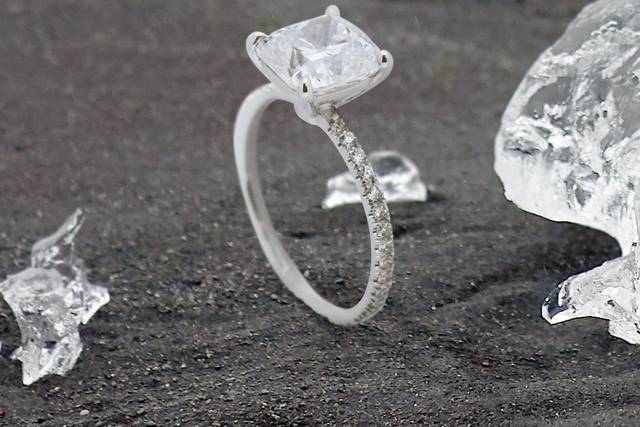 Cushion-cut diamond ring