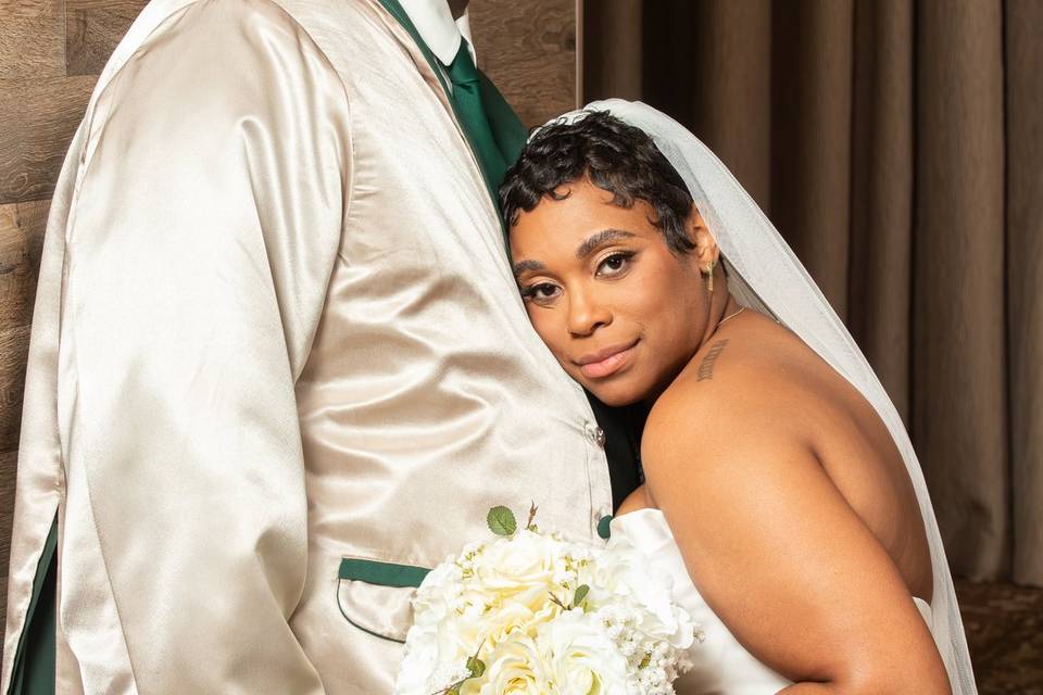 An intimate newlywed portrait