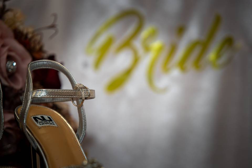 Elegant silver bridal heels an