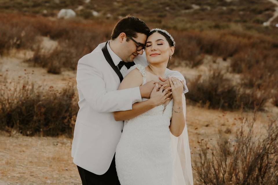 Bride and groom outdoor