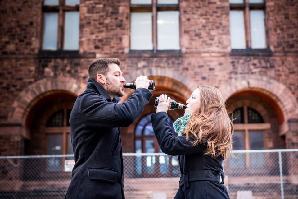 Beer themed engagement