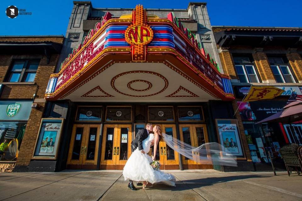 Bride and groom at North park