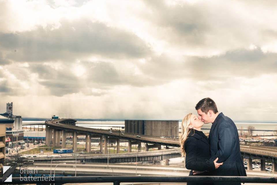 Couple in front of skyway